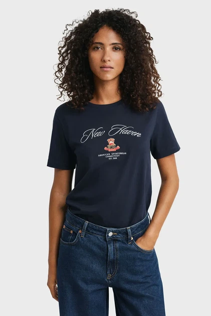 Жіноча темно-синя футболка CREST Gant XS 4202568 - Фото 1 Жіноча темно-синя футболка CREST Gant XS 4202568 - изображение 1