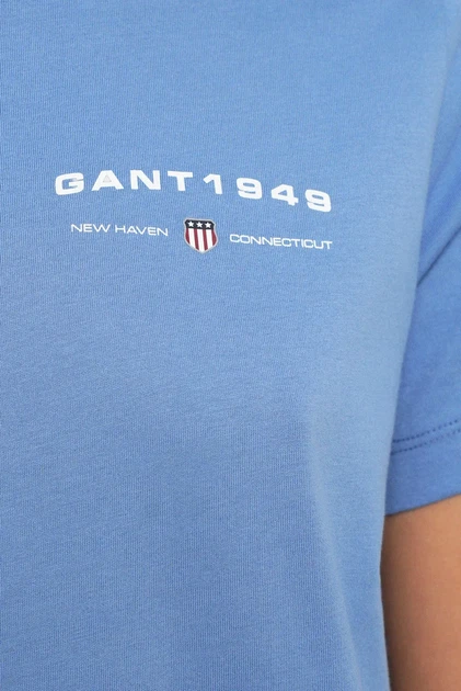 Жіноча блакитна футболка GRAPHIC Gant S 4201380 - Фото 2 Жіноча блакитна футболка GRAPHIC Gant S 4201380 - изображение 2