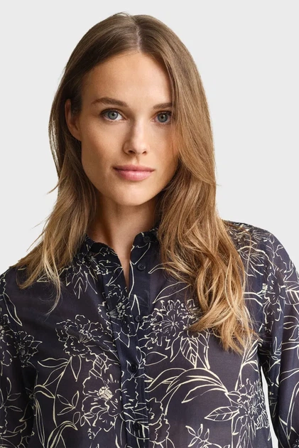 Жіноча темно-синя сорочка з візерунком FLORAL Gant 34 4300662 - изображение 4