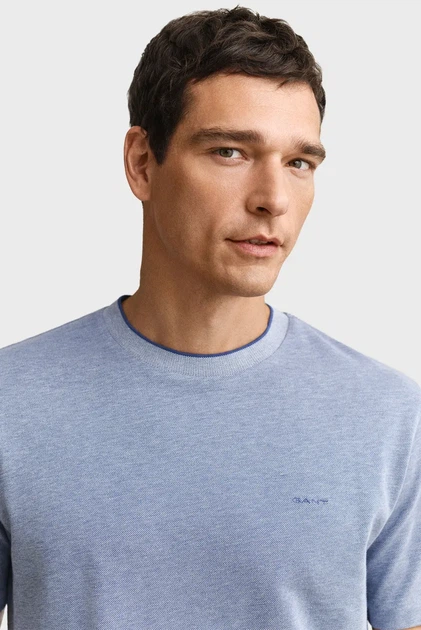 Чоловіча синя футболка 2 TONE PIQUE Gant XXL 2003414 - изображение 4