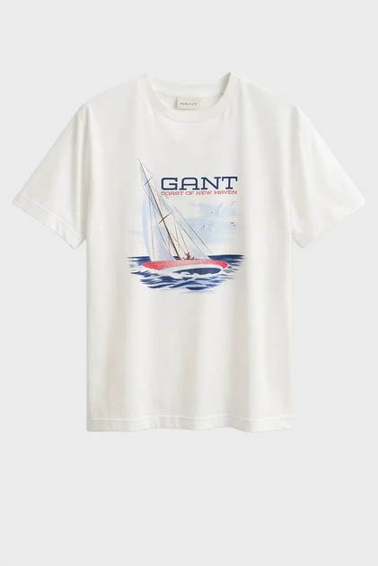 Чоловіча біла футболка GRAPHIC Gant S 2003444 - Фото 5 Чоловіча біла футболка GRAPHIC Gant S 2003444 - изображение 5