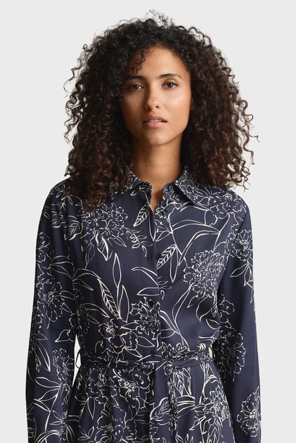 Жіноча темно-синя сукня з візерунком FLORAL Gant 38 4503479 - Фото 4 Жіноча темно-синя сукня з візерунком FLORAL Gant 38 4503479 - изображение 4