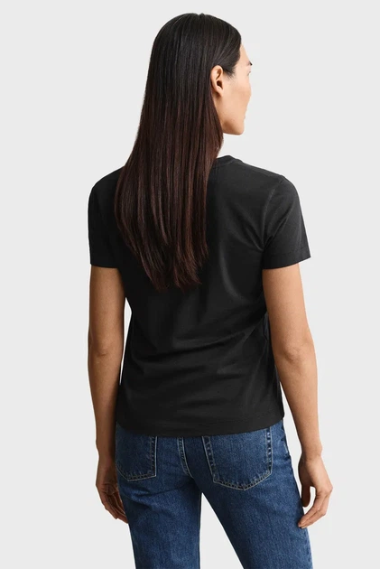 Жіноча чорна футболка V-NECK Gant M 4200750 - Фото 3 Жіноча чорна футболка V-NECK Gant M 4200750 - изображение 3