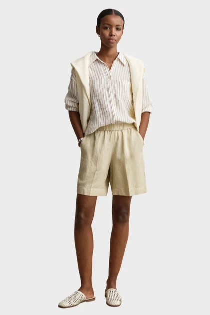 Жіночі бежеві лляні шорти BLEND PULL ON Gant 36 4020140 - Фото 2 Жіночі бежеві лляні шорти BLEND PULL ON Gant 36 4020140 - изображение 2