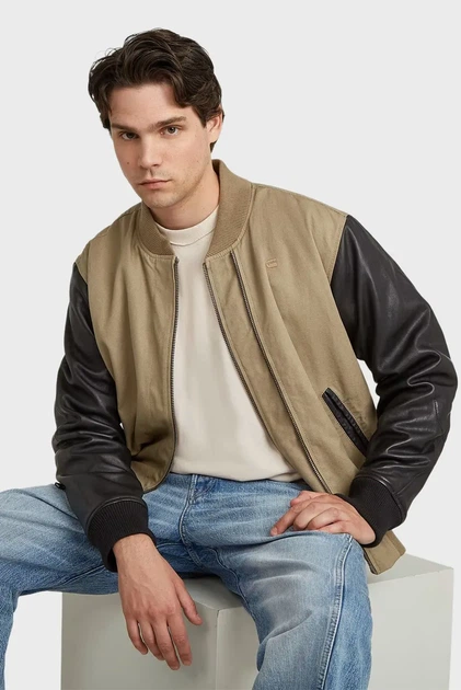 Чоловічий бежевий бомбер Varsity G-Star S D28325,E347 - Фото 5 Чоловічий бежевий бомбер Varsity G-Star S D28325,E347 - изображение 5