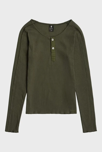 Жіночий темно-зелений лонгслів henley G-Star XS D28743,E487 - Фото 6 Жіночий темно-зелений лонгслів henley G-Star XS D28743,E487 - зображення 6