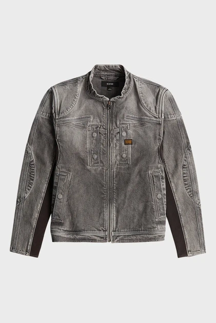 Чоловіча сіра джинсова куртка Biker G-Star L D28450,E206 - Фото 6 Чоловіча сіра джинсова куртка Biker G-Star L D28450,E206 - изображение 6