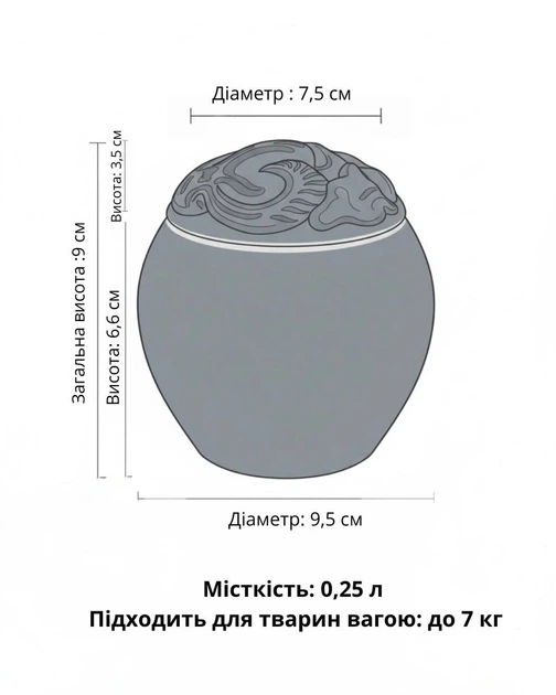 Урна для праху тварин, маленька , 0,25 л, помаранчеві квіти - изображение 5