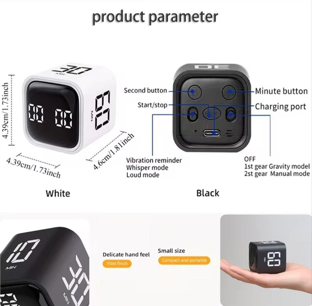 Розумний таймер SULVGO Pomodoro Timer кухонний таймер з обертанням безшумний таймер для навчання - зображення 2