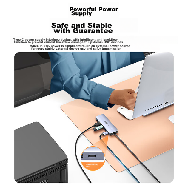 Хаб UNITEK USB 3.2 10G з блоком живлення Type-C 4-портовий, 1 м - Фото 7 Хаб UNITEK USB 3.2 10G з блоком живлення Type-C 4-портовий, 1 м - зображення 7
