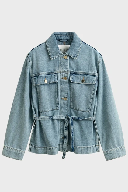Жіноча блакитна джинсова куртка WITH TIE DETAIL Gant XS 4700408 - Фото 6 Жіноча блакитна джинсова куртка WITH TIE DETAIL Gant XS 4700408 - изображение 6
