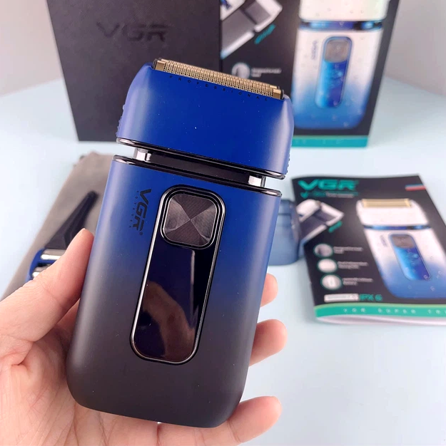 Электробритва VGR сеточная 7500 об/мин IPX6 1400 мАч USB синий V-362 - изображение 5