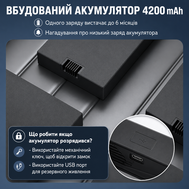 Електронний біометричний замок дверей NaviCat EF21 Light Silver (JDT-0850516) - зображення 4