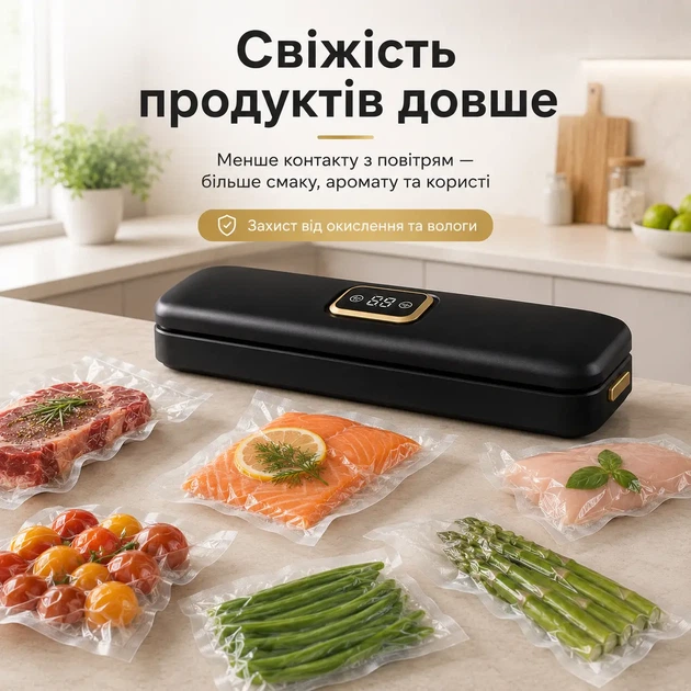 Вакууматор для продуктів AL-8002 вакуумний пакувальник 120 Вт запаювач пакетів 10 пакетів у комплекті - изображение 5