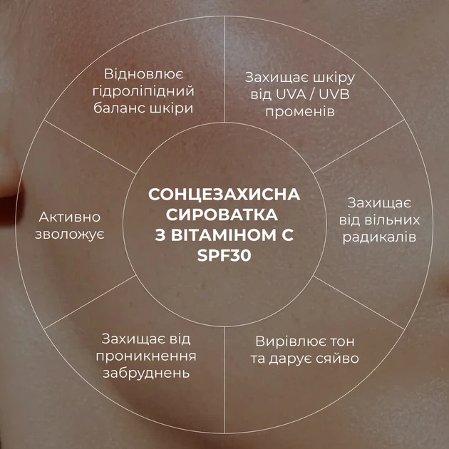 Комплекс для щоденного SPF захисту губ та обличчя 30 мл SPF 30 олія авокадо, вітамін Е - зображення 5