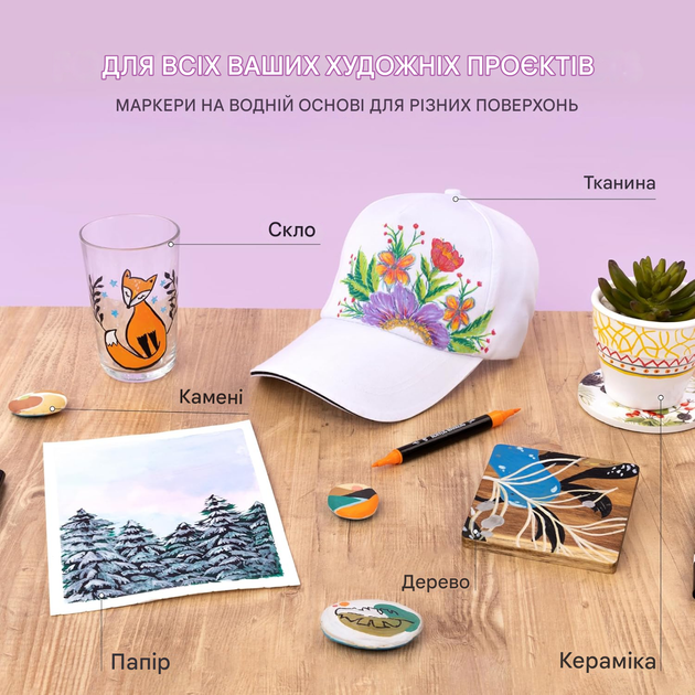 Маркери з акрилової фарби Zenacolor 24 кольори - подвійний наконечник - изображение 4