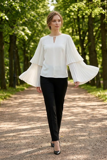 Блуза з плісированими рукавами Vero Moda 40-42 біла - изображение 4