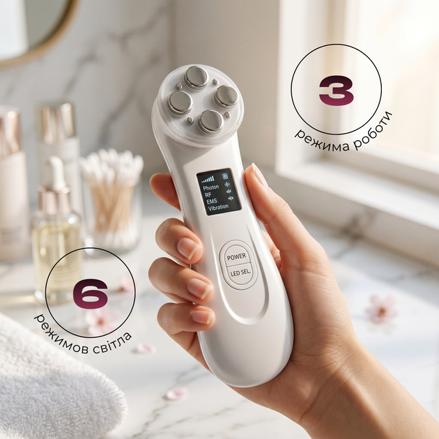 Мікрострумовий масажер для обличчя та шиї RF & EMS Beaty Instrument з мікротоками 9 режимів ліфтинг LPG та тонус шкіри для омолодження з мікрострумами електричний акумуляторний - зображення 5