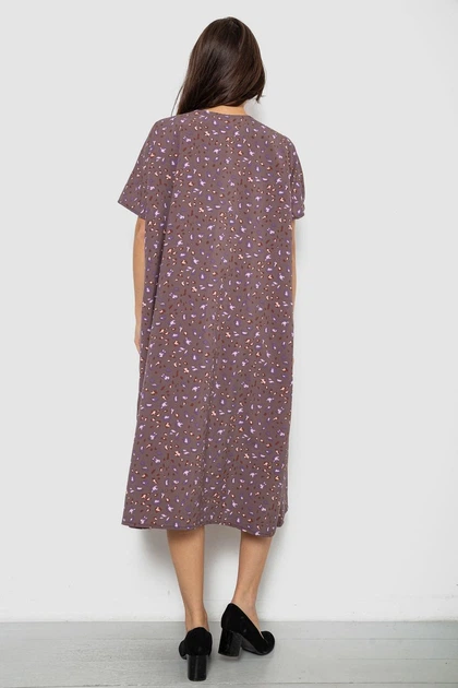 Сукня жіноча однотонна з принтом, колір сірий, 4XL-5XL 214R209-4 - изображение 4