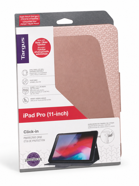 Чохол-книжка Targus Click-In THZ74208GL протиударний Sleep/Wake Rose Gold для Apple iPad Pro 11″ сумісний з Apple Pencil 2 - изображение 5