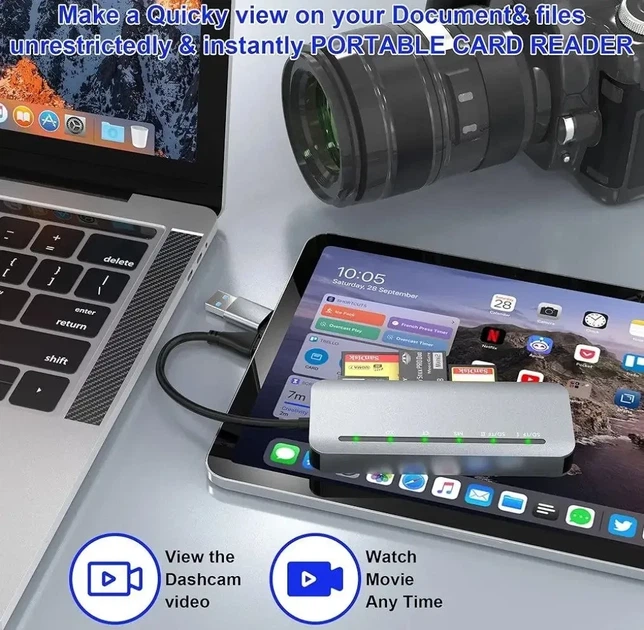 Зчитувач карт пам’яті 7-в-2 USB 3.0/USB Type-C для SD, MicroSD, SDXC, SDHC та MMC - Фото 6 Зчитувач карт пам’яті 7-в-2 USB 3.0/USB Type-C для SD, MicroSD, SDXC, SDHC та MMC - зображення 6