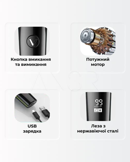 Тример для бороди та окантовки з LED-дисплеєм, Т-подібними лезами та 4 змінними насадками. - изображение 8