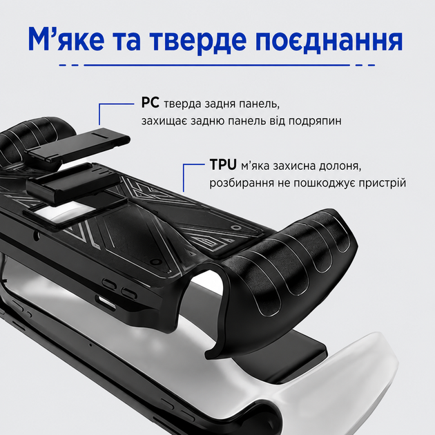 Защитный чехол для PlayStation Portal со встроенной подставкой и нескользкой ручкой, силикон/ТПУ, черный - изображение 5