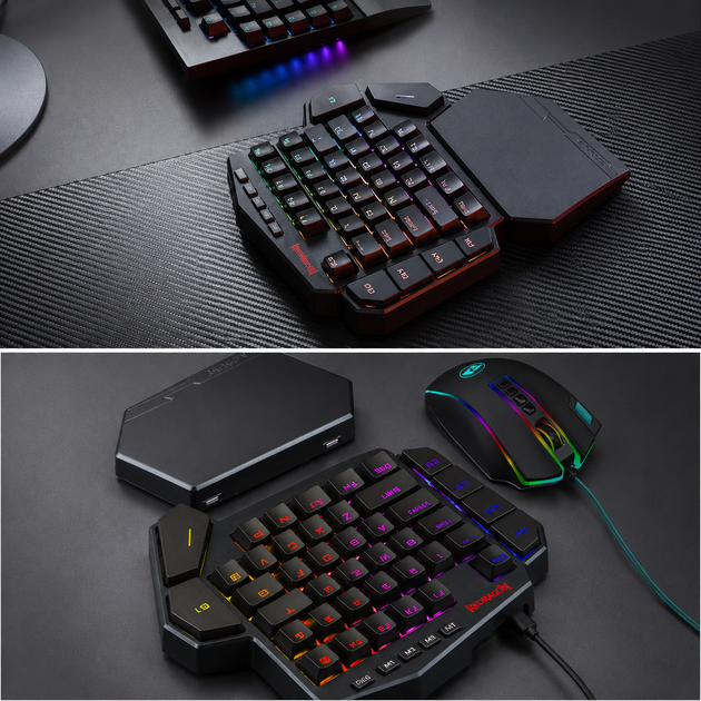 Бездротова одноруча механічна клавіатура REDRAGON K585-KS DITI, червоні світчі, RGB 16 режимів, 7 макро-клавіш - зображення 6