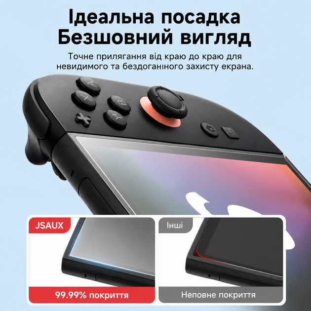 Защитное матове стекло JSAUX HD для Nintendo Switch 2 с рамкой-аппликатором, 9H, 2 шт в комплекте - изображение 8