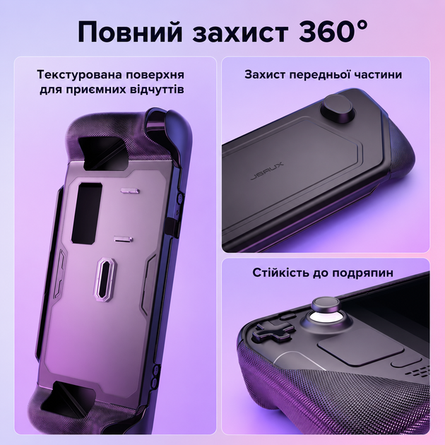 Защитный оригинальный чехол JSAUX 4 в 1 для Steam Deck LCD/OLED ModCase PC0104 - чехол+подставка+ремень+крышка Basic Set - изображение 7