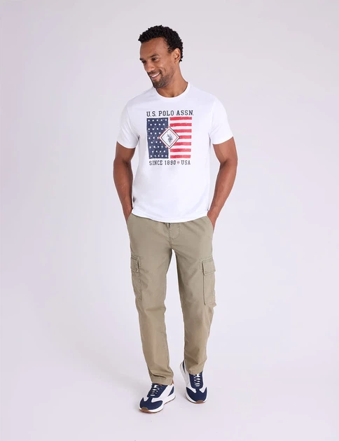 Мужская футболка U.S. Polo Assn. белая, размер L - Фото 2 Мужская футболка U.S. Polo Assn. белая, размер L - изображение 2