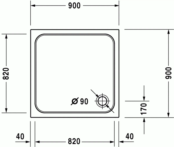 Душовий піддон DURAVIT D-CODE 720102000000000, квадратна, акрил - изображение 2