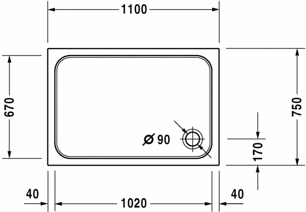 Душовий піддон DURAVIT D-CODE 720097000000000, прямокутна, акрил - изображение 2