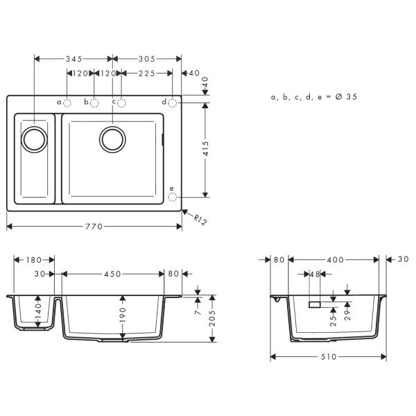 Кухонна мийка HANSGROHE, сірий, прямокутна, 77x51 см - Фото 2 Кухонна мийка HANSGROHE, сірий, прямокутна, 77x51 см - изображение 2