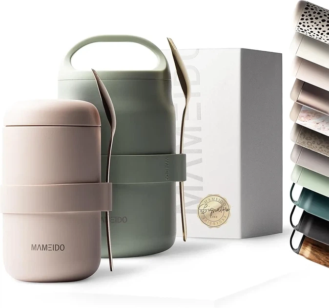 Термос для їжі MAMEIDO 500 мл Insulated Food Flask Blush Kissed (рожевий) з ложкою-вилкою - зображення 2