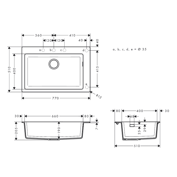 Кухонна мийка HANSGROHE, сірий, прямокутна, 77x51 см - зображення 2