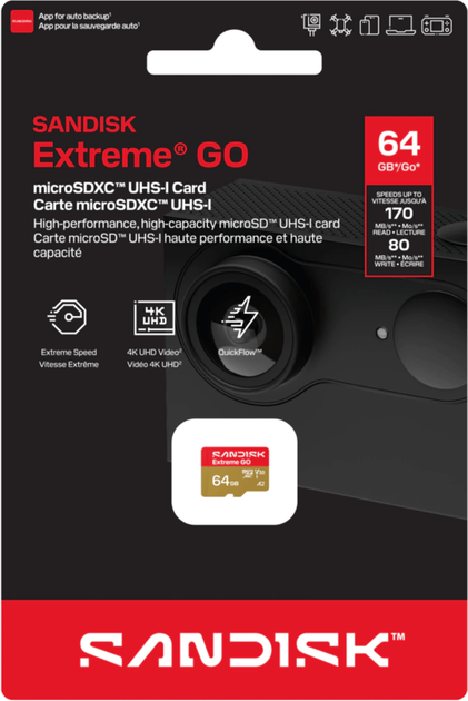 Карта памяти SanDisk Extreme GO microSDXC 64GB Class 10 UHS-I U3 V30 A2 (619659227937) - Фото 4 Карта памяти SanDisk Extreme GO microSDXC 64GB Class 10 UHS-I U3 V30 A2 (619659227937) - изображение 4