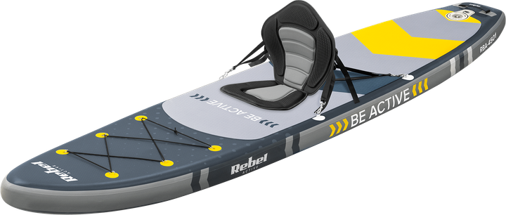 Nadmuchiwana deska SUP Rebel ACTIVE 350 x 81 x 15 cm z wiosłem, pompką i torbą do przechowywania Szara RBA4501 (5901890109871) - obraz 3