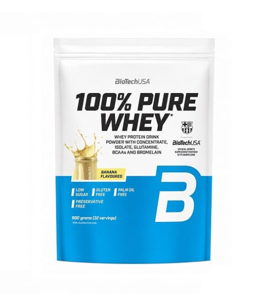 Протеїн BioTech USA 100% PURE WHEY 900 грамів Банан - Фото 1 Протеїн BioTech USA 100% PURE WHEY 900 грамів Банан - зображення 1