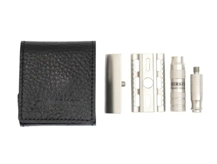 Бритва Т-подібна Merkur Travel Razor 933 INOX with Leather Case - Фото 2 Бритва Т-подібна Merkur Travel Razor 933 INOX with Leather Case - изображение 2