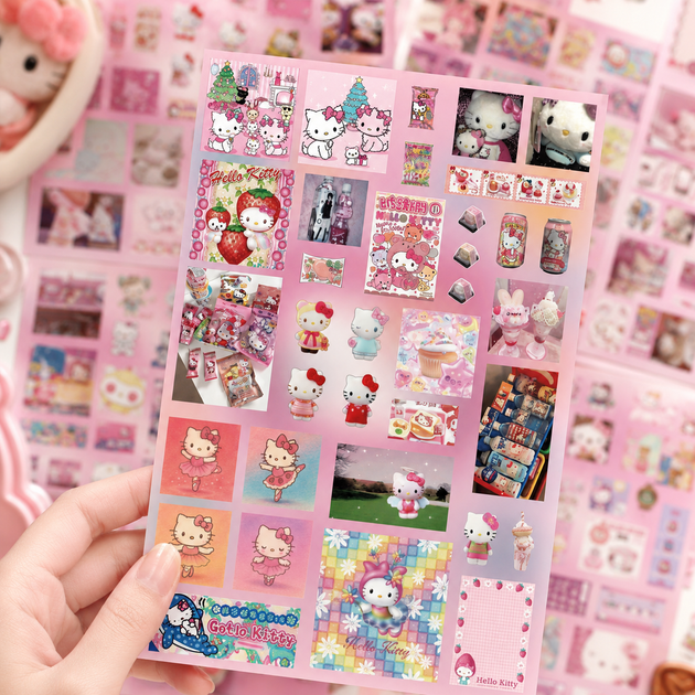 Стикеры Hello Kitty 220 шт, 8 листов А5 10,5х14,8 см - изображение 7