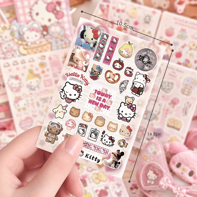 Стикеры Hello Kitty 210 шт, 8 листов А5 10,5х14,8 см - изображение 6