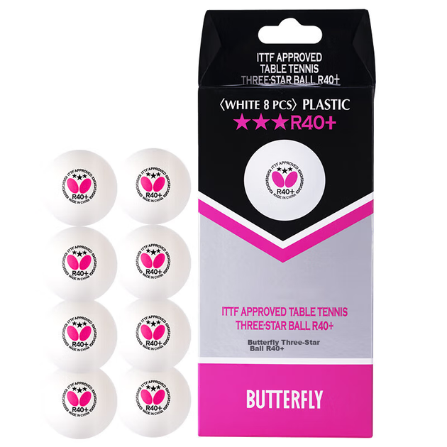 Мячи для настольного тенниса BUTTERFLY Three-Star 8шт белые R40+ - изображение 4