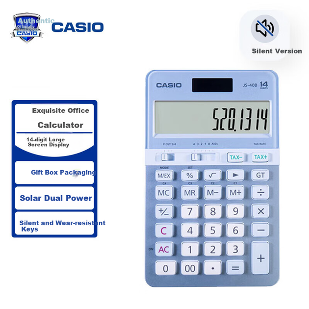 Калькулятор Casio JS-40B офисный 14-разрядный, розово-голубой - Фото 4 Калькулятор Casio JS-40B офисный 14-разрядный, розово-голубой - изображение 4
