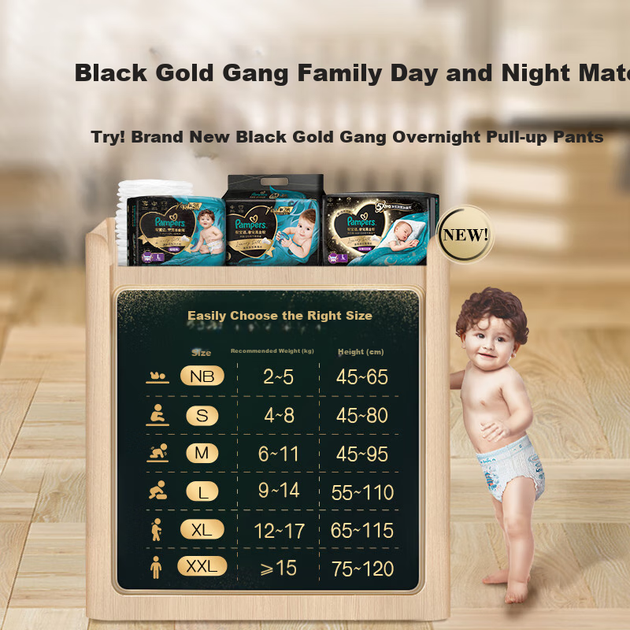 Подгузники-трусики Pampers Premium Black Gold, для новорожденных, модель M27 - изображение 8