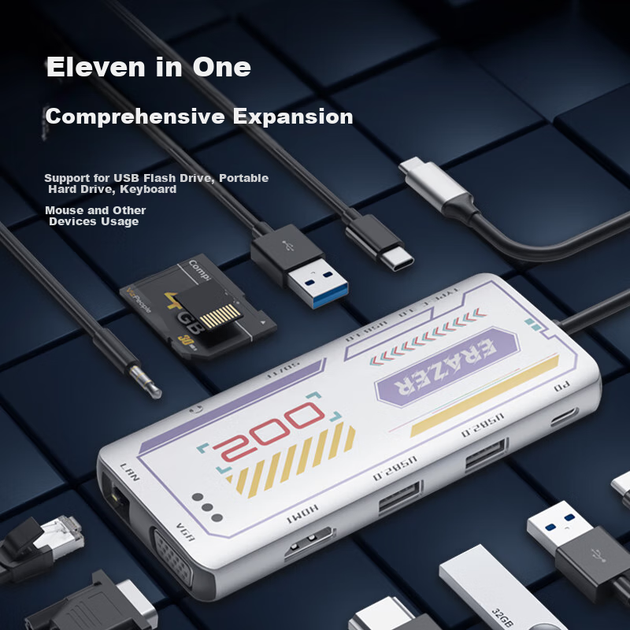 Док-станция Lenovo Yinengzhe Type-C с кардридером, PD, HDMI 4K60Hz, Gigabit Ethernet - Фото 4 Док-станция Lenovo Yinengzhe Type-C с кардридером, PD, HDMI 4K60Hz, Gigabit Ethernet - изображение 4