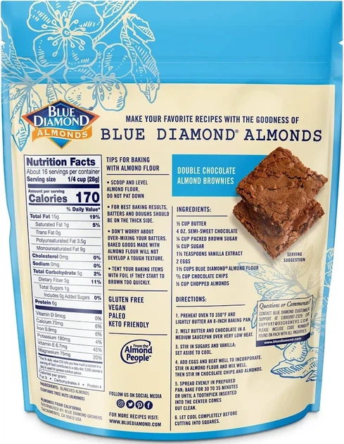 Мигдалеве борошно Blue Diamond Almond Flour дрібний помел без глютену 454 г - зображення 4