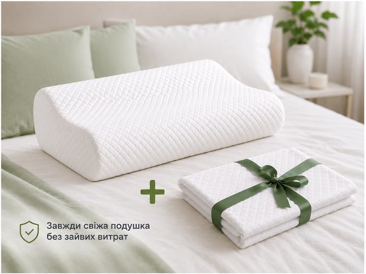 Ортопедическая подушка с эффектом памяти для сна Memory Foam. Дополнительная защитная наволочка в подарок. - Фото 1 Ортопедическая подушка с эффектом памяти для сна Memory Foam. Дополнительная защитная наволочка в подарок. - изображение 1