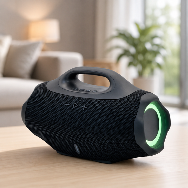 Портативна Bluetooth-колонка B62LED Boombox 4 Mini, 10 Вт, IPX5, LED-підсвічування, FM, USB, TF, Power Bank - Фото 1 Портативна Bluetooth-колонка B62LED Boombox 4 Mini, 10 Вт, IPX5, LED-підсвічування, FM, USB, TF, Power Bank - изображение 1