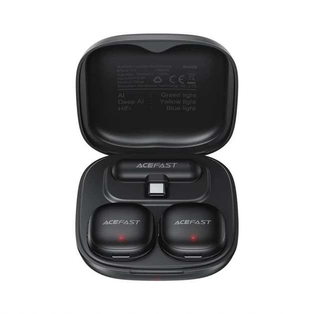 Беспроводные микрофоны Acefast R1 петличные 2 шт Black (6974316284895) - изображение 2